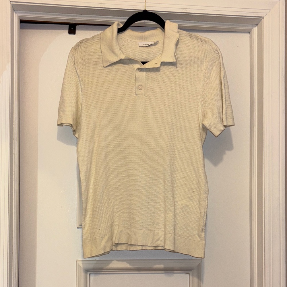 Onia Cream Cotton Polo Shirt - Small